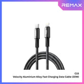 REMAX - C15 C-L Velocity Aluminium Alloy Type-C To Lightning Fast Charging Data Cable (30W) - Black